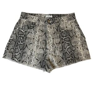 Forever 21 Womens Grey Snakeskin Print High Rise Denim Cut Off Shorts Size 27